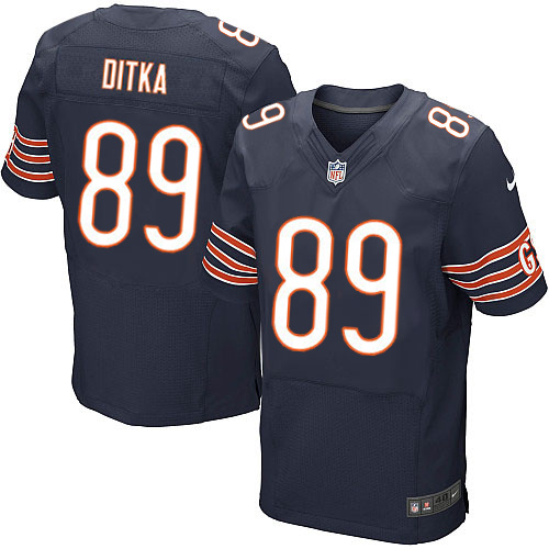 Men's Elite Mike Ditka Nike Jersey Navy Blue Home - #89 NFL Chicago Bears